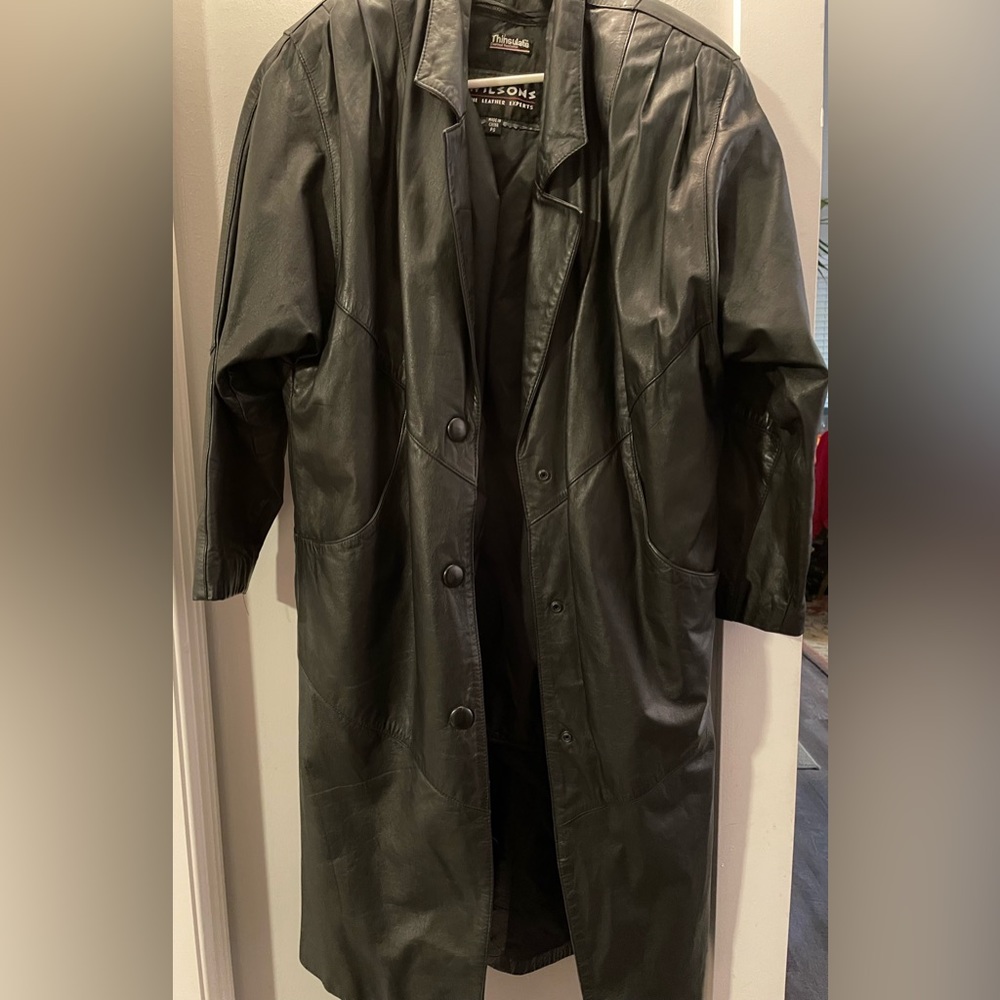 Long black Wilson’s leather coat